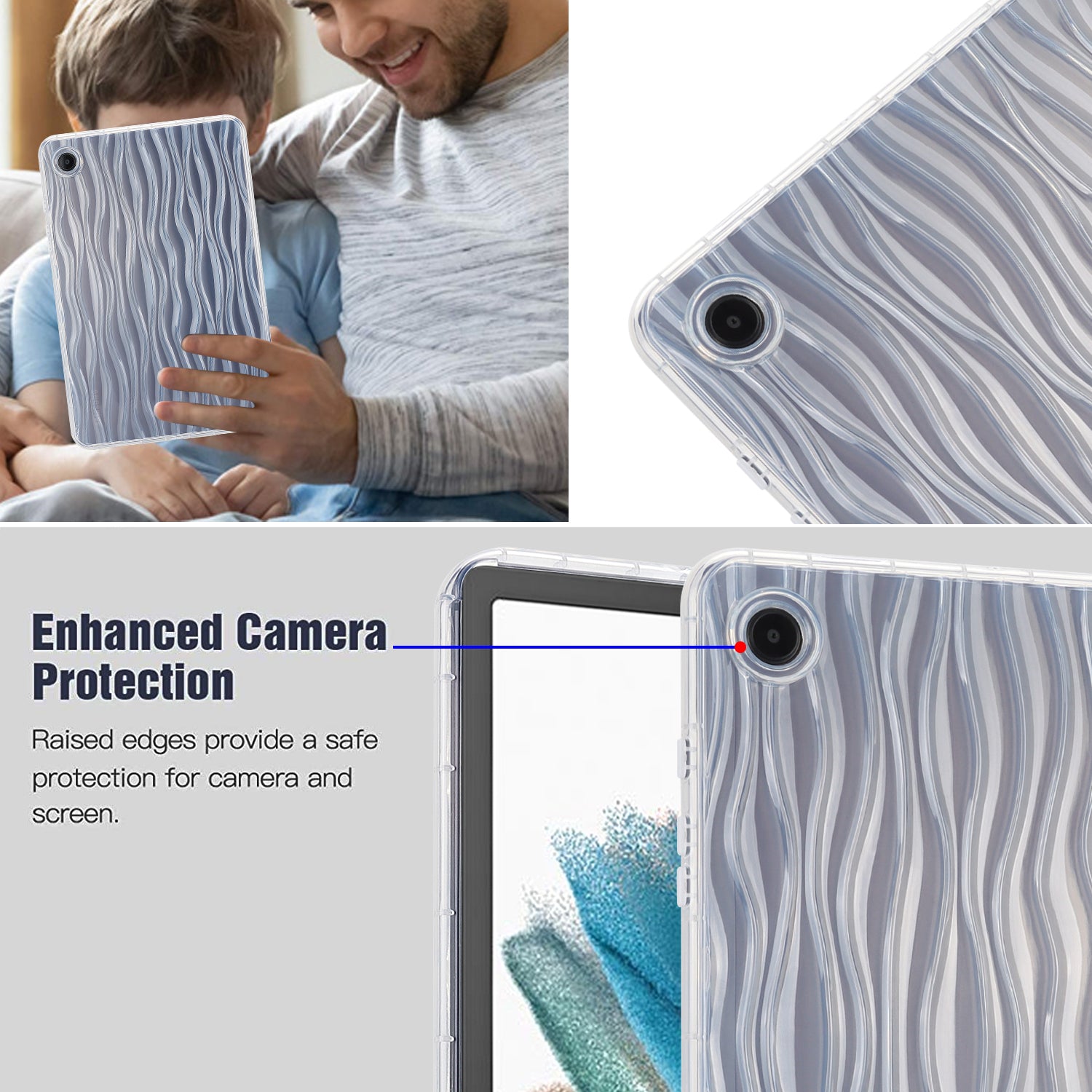 For Samsung Galaxy Tab A8 (2021) X200 Tab A8 (2022) Wave Texture Protective Cover Clear TPU Tablet Case For Samsung Galaxy Tab A8 (2021) X200 Tab A8 (2022) Wave Texture Protective Cover Clear TPU Tablet Case
